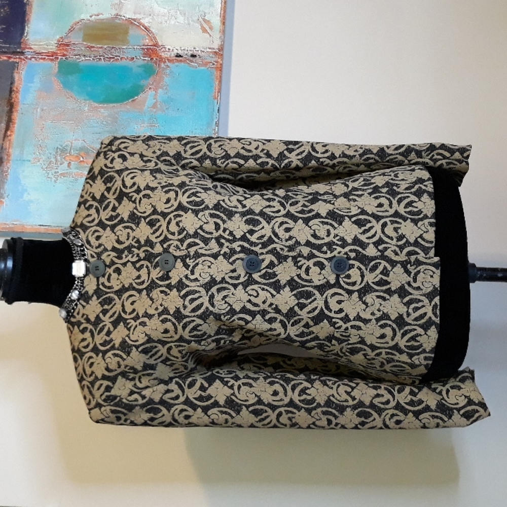 Rena Rowan /Tan/Black /Print Structured Blazer - image 1